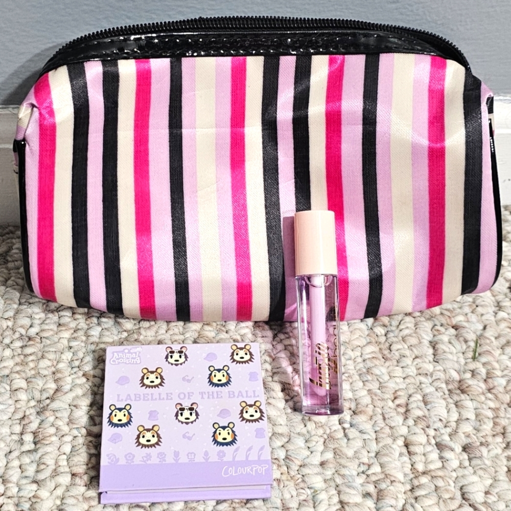 Makeup Bag Bundle with Lip Oil and Colourpop Animal Crossing Palette